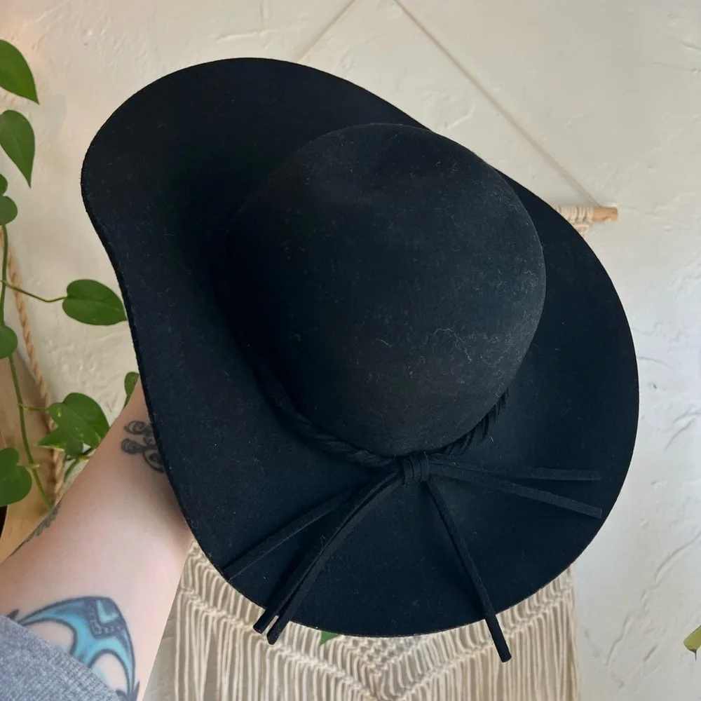 🖤 Target Black Wool Floppy Hat - Wide Brim Boho Western Fedora 🖤